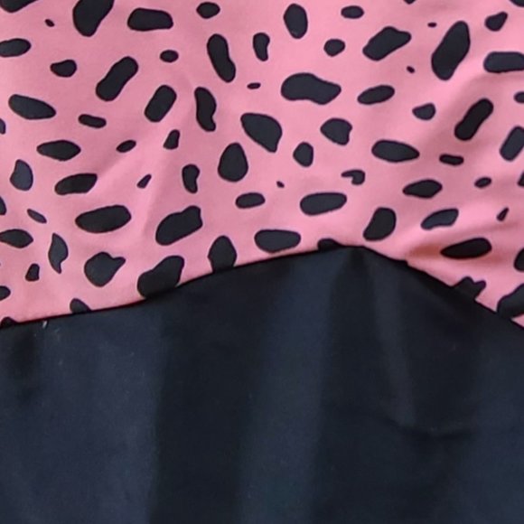 Black/Pink Animal Print One-Piece Swimsuit | Size L - Picture 2 of 5
